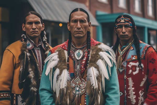 Native americans in traditional attire
