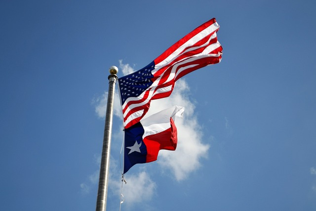 texas flag and american flag